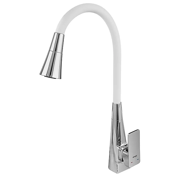 Змішувач для кухні MIXXUS ETNA 014-T NUT REFL.WHITE (Колір хром+силіконовий вилив білий) (MI8421)