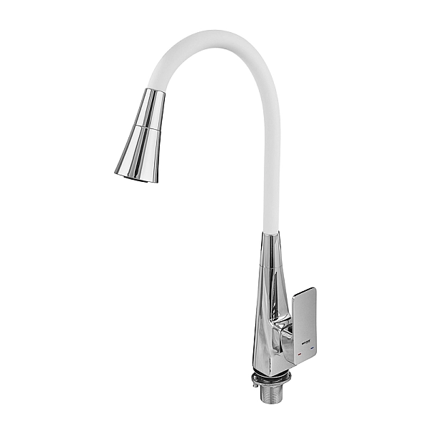 Змішувач для кухні MIXXUS ETNA 014-T NUT REFL.WHITE (Колір хром+силіконовий вилив білий) (MI8421) - Фото - 5