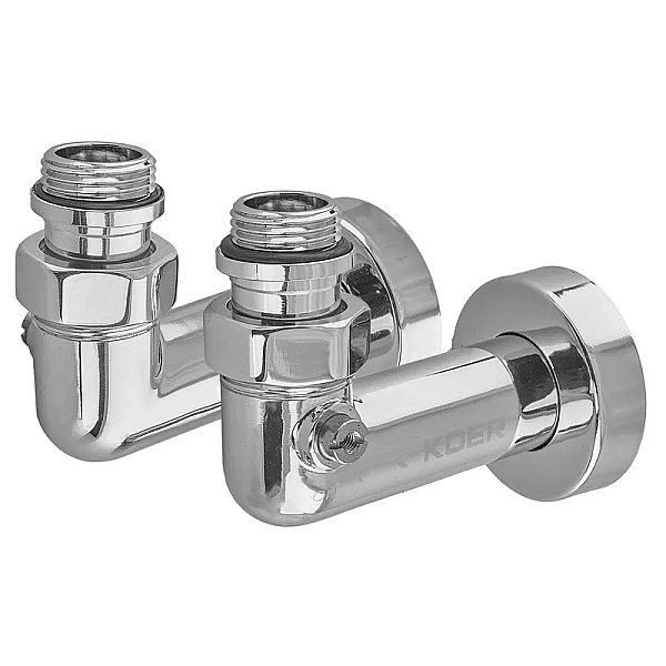 Комплект кранів рушникосушарки кутовий M1/2''xM1/2'' запірний хромований KOER KR.SET.550 (KR5840)