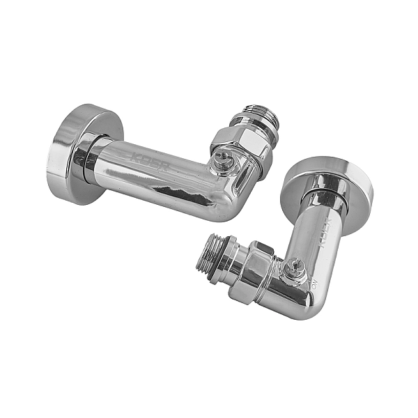 Комплект кранів рушникосушарки кутовий M1/2''xM1/2'' запірний хромований KOER KR.SET.550 (KR5840) - Фото - 2