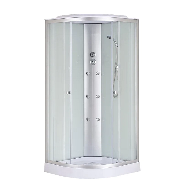 Бокс душовий з гідромасажем з низьким піддоном MIXXUS STRONG SBH02-90x90x215-FB SATIN матове скло 4мм (MI6890)