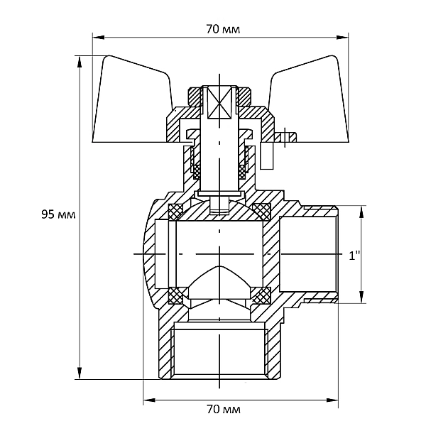Кран кульовий Koer 1" ГШМ кутовий (KR.208) (KR2807) - Фото - 4