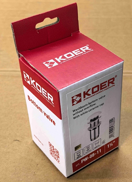 Донний клапан для раковини без переливу KOER PW-08-11 автоматичний (Click-Clack) (Біла керамічна накладка) 1 1/4'' (KR5788) - Фото - 21