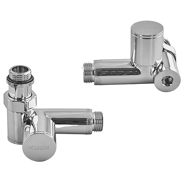 Комплект кранів рушникосушарки кутовий M1/2''xM1/2'' під ТЕН хромований KOER KR.SET.551 (KR5841)
