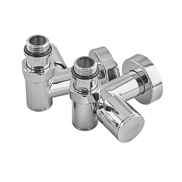 Комплект кранів рушникосушарки кутовий M1/2''xM1/2'' під ТЕН хромований KOER KR.SET.551 (KR5841) - Фото - 5