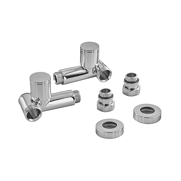 Комплект кранів рушникосушарки кутовий M1/2''xM1/2'' під ТЕН хромований KOER KR.SET.551 (KR5841) - Фото - 4