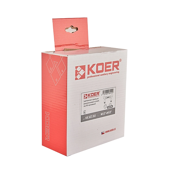 Комплект кранів рушникосушарки кутовий M1/2''xM1/2'' під ТЕН хромований KOER KR.SET.551 (KR5841) - Фото - 2