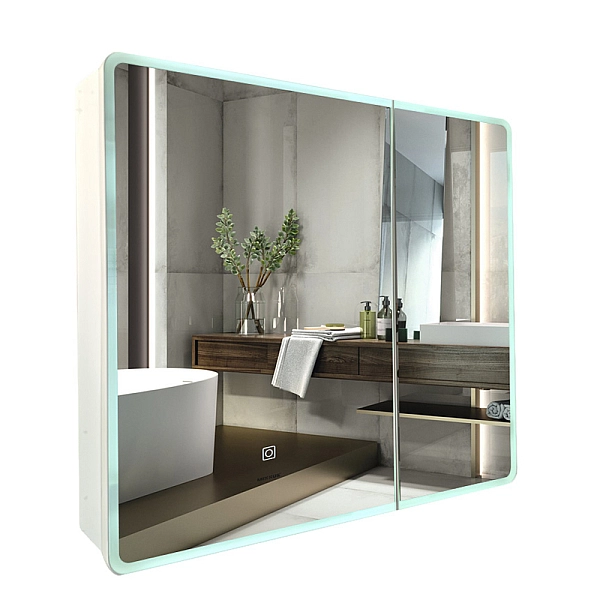 Дзеркальна шафка MIXXUS PREMIUM OLIVARY CM01-80x70x13 з LED Touch, димером, рег. яскравості (MI8296) - Фото - 12