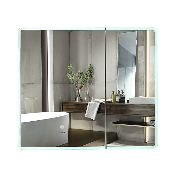 Дзеркальна шафка MIXXUS PREMIUM OLIVARY CM01-80x70x13 з LED Touch, димером, рег. яскравості (MI8296) - Фото - 13