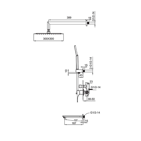Душова система вбудована KOER KB-64010-01, 3 функції (Колір хром) (KR3492) - Фото - 2