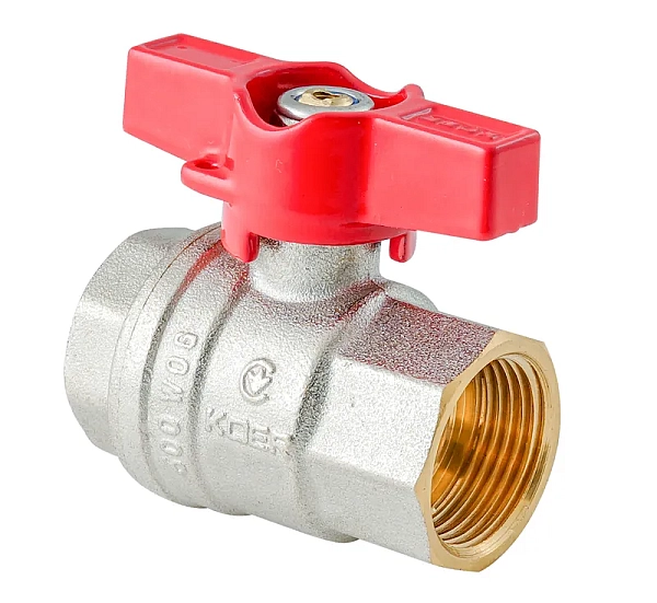 Кран кульовий ГГМ KOER EXTREME KE.217-20 - 3/4" FF ручка "метелик" червона (KR5757)