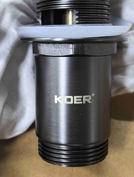 Донний клапан для раковини з переливом KOER PW-07-07 автоматичний (Click-Clack) (Колір графітовий) 1 1/4'' (KR6483) - Фото - 2
