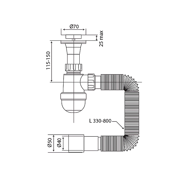 Сифон для умивальника MIXXUS SU-02-A 1 1/2"x40 з литим випуском (MI8184) - Фото - 2