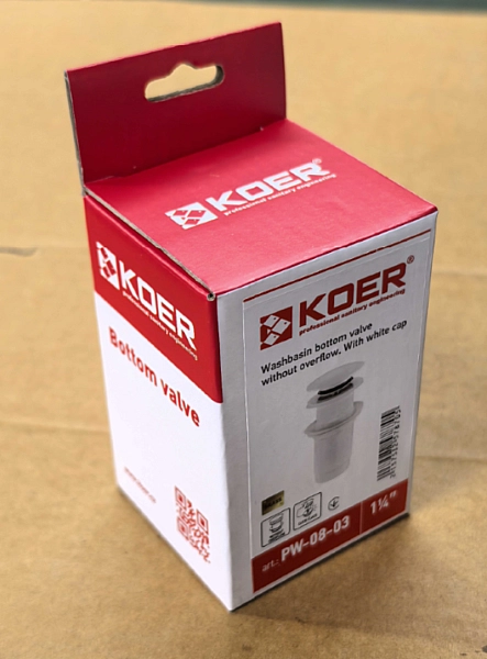Донний клапан для раковини без переливу KOER PW-08-03 автоматичний (Click-Clack) (Колір білий) 1 1/4'' (KR5787) - Фото - 8
