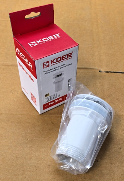 Донний клапан для раковини без переливу KOER PW-08-03 автоматичний (Click-Clack) (Колір білий) 1 1/4'' (KR5787) - Фото - 10