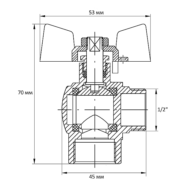 Кран кульовий Koer 1/2" ГШМ кутовий (KR.208) (KR2805) - Фото - 5