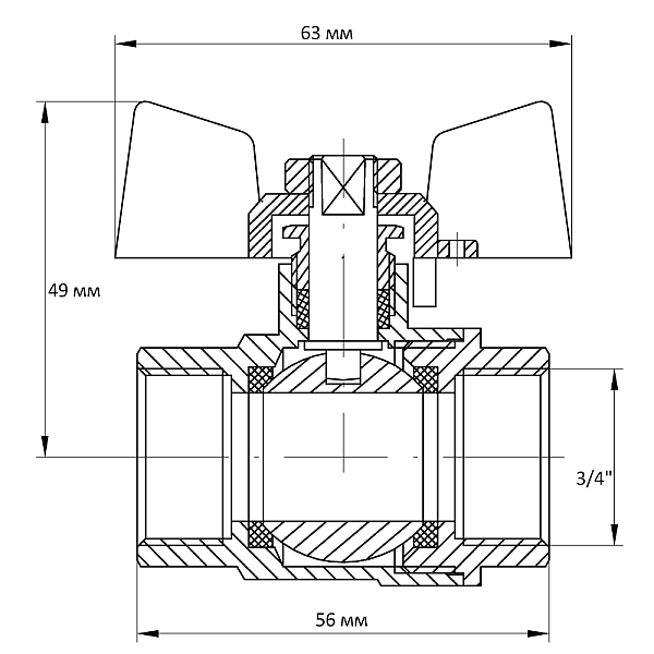 Кран кульовий Koer 3/4" ГГМ (KR.217.B) синій (KR2720) - Фото - 2