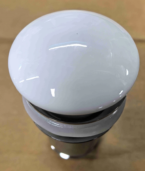 Донний клапан для раковини з переливом KOER PW-07-11 автоматичний (Click-Clack) (Біла керамічна накладка) 1 1/4'' (KR5784) - Фото - 2