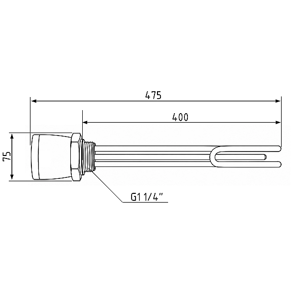 ТЕН з термостатом Galmet GE, 2 кВт, 230 В - 5/4" (1 1/4") (100-140 л) (41020001) - Фото - 2