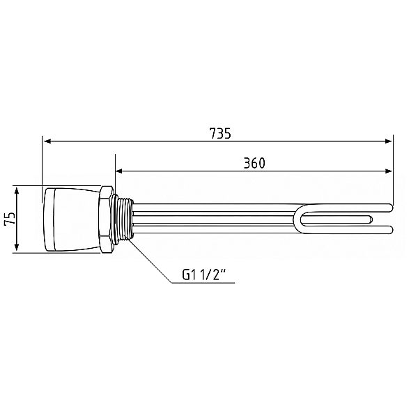 ТЭН с термостатом Galmet GE, 3 кВт, 230 В - 6/4" (1 1/2") (200 л) (41030011) - Фото - 2