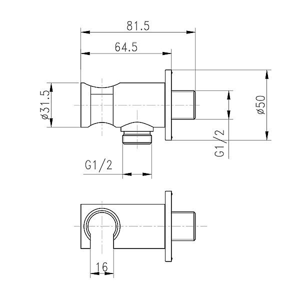 Подключение с держателем для шланга Qtap Spojeni округлое QTCRMBH030 Chrome - Фото - 2