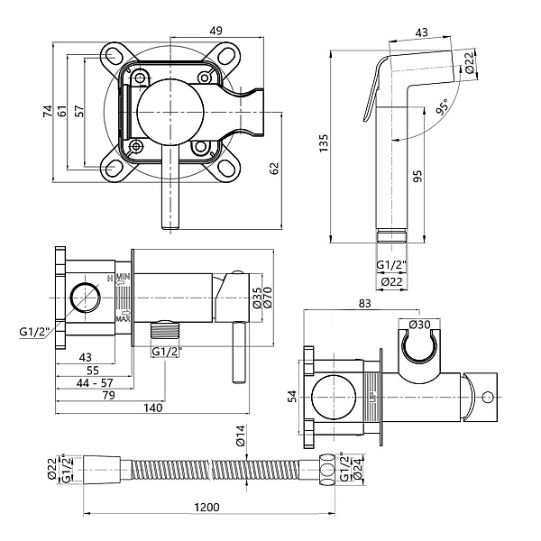 Набор для гигиенического душа Qtap Inspai-Varius округлый QTINSVARCRMV00440001 Chrome - Фото - 2