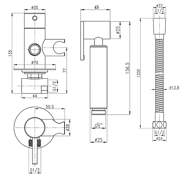 Набор для гигиенического душа Qtap Inspai-Varius округлый QTINSVARBСRV00440001 Black Matt - Фото - 2