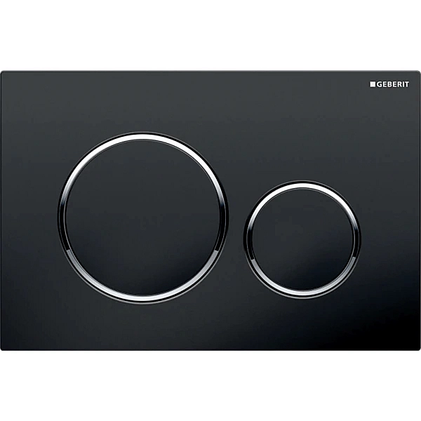 115.882.KM.1  Sigma20 round Клавіша змиву, панель та клавіши чорний глянець, декоративна окантовка клавіш хром глянець (1 сорт)