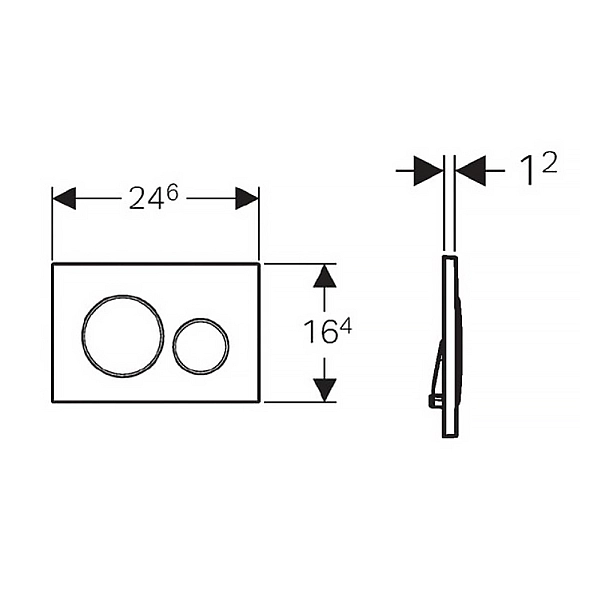 115.882.KM.1  Sigma20 round Клавіша змиву, панель та клавіши чорний глянець, декоративна окантовка клавіш хром глянець (1 сорт) - Фото - 2