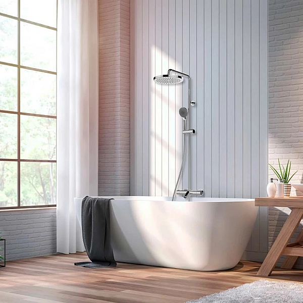 L10049 030 ELIOS Душова система з термостатом, верхнім та ручним душем зі шлангом, хром (1 сорт) - Фото - 3