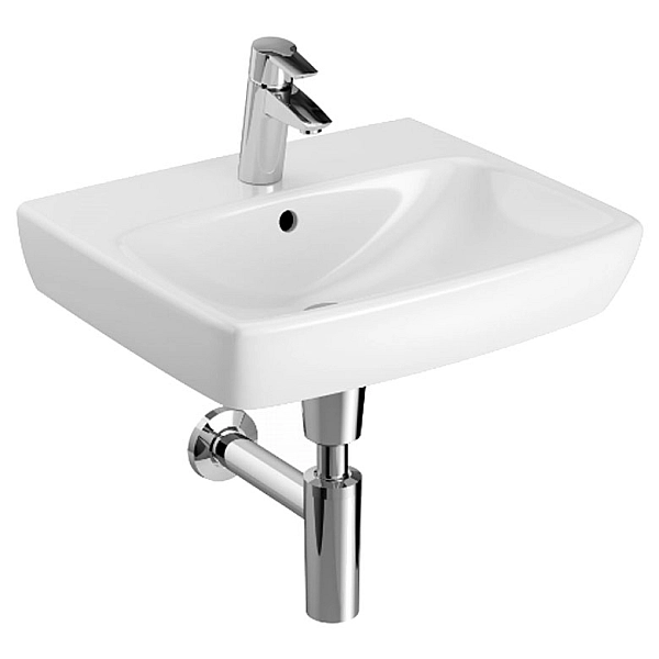 500.310.01.7 Selnova Square Раковина 50см, прямокутний, з 1 отв.під змішувач та переливом, білий глянець (1 сорт) - Фото - 2