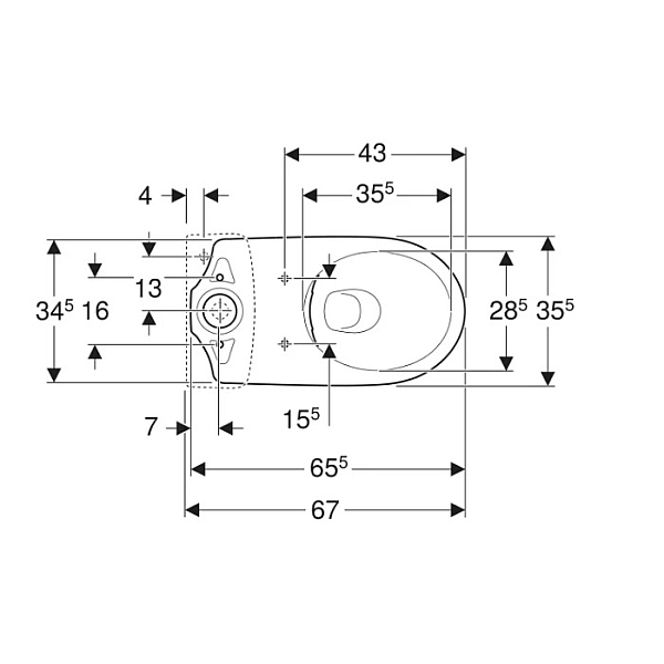 500.486.01.7 Selnova Comfort Підлоговий унітаз для осіб з обмеженими можливостями, горизонтальний випуск, Rimfree, збільшеної висоти, колір білий глянець (1 сорт) - Фото - 2