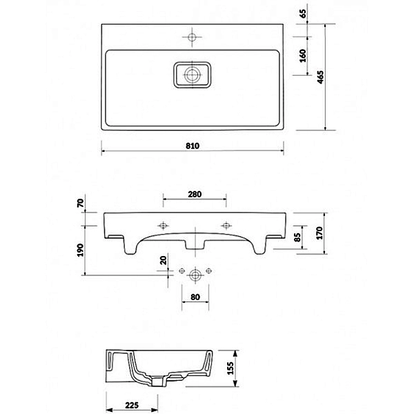 K118-002 VIRGO Раковина меблева -80 см, білий глянець (1 сорт) - Фото - 6