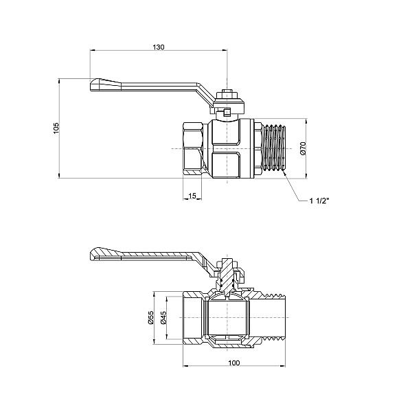 Кран кульовий Icma 1" 1/2 прямий №352 - Фото - 2