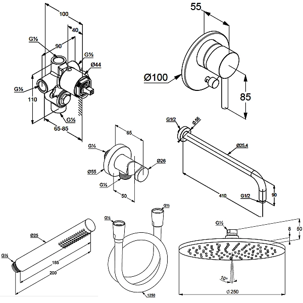 38736N076 KLUDI BOZZ 7in1 Душова система Вбудовані рішення, брашоване золото (38624N) (1 сорт) - Фото - 3