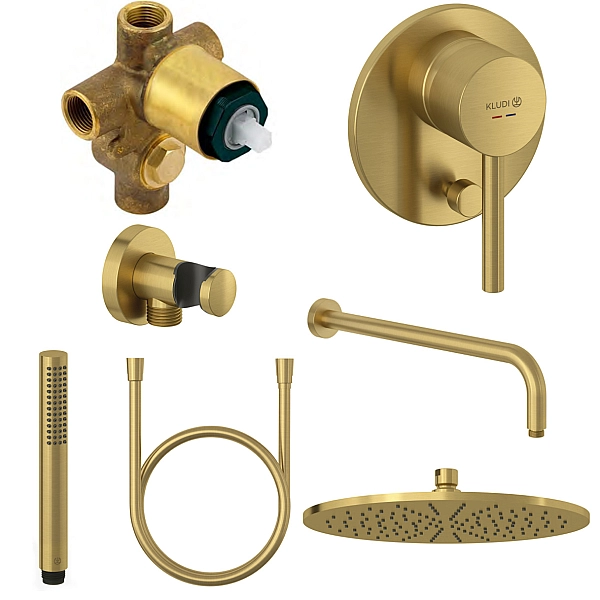 38736N076 KLUDI BOZZ 7in1 Душова система Вбудовані рішення, брашоване золото (38624N) (1 сорт) - Фото - 2
