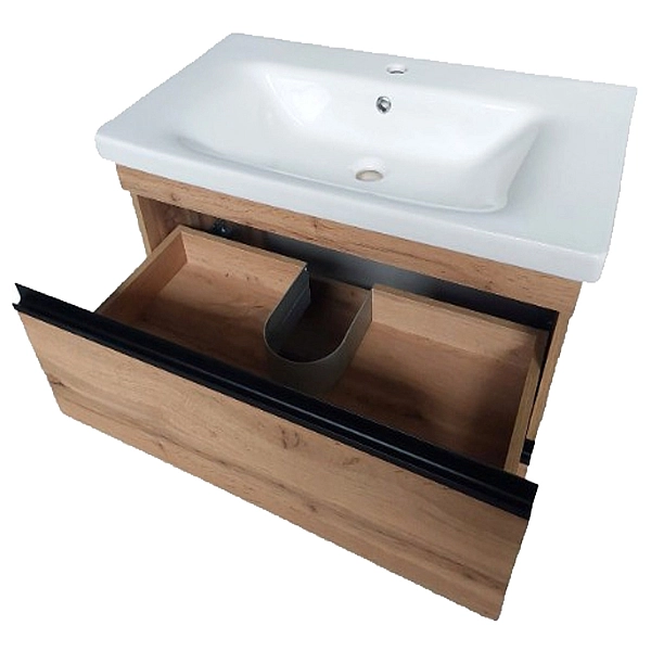 753055O FRAME Тумба натуральний дуб 55см з раковиною та сифоном (1 сорт) - Фото - 4