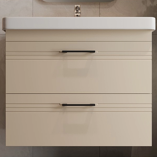 454060BE Urbanis Тумба 60 см з раковиною та чорними ручками, бежева (1 сорт) - Фото - 9