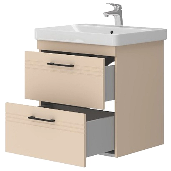 454060BE Urbanis Тумба 60 см з раковиною та чорними ручками, бежева (1 сорт) - Фото - 3