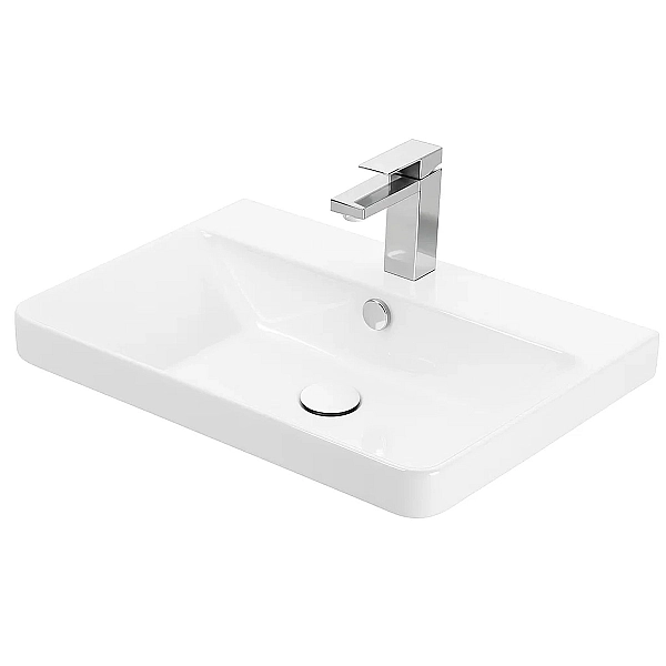 454060BE Urbanis Тумба 60 см з раковиною та чорними ручками, бежева (1 сорт) - Фото - 6