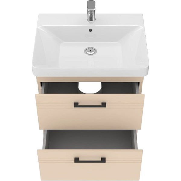 454060BE Urbanis Тумба 60 см з раковиною та чорними ручками, бежева (1 сорт) - Фото - 4