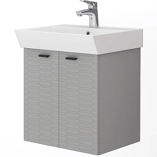 484050G Flow Тумба 50 з умивальником та ручками, сірий матовий (1 сорт) - Фото - 2