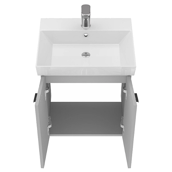 484050G Flow Тумба 50 з умивальником та ручками, сірий матовий (1 сорт) - Фото - 5