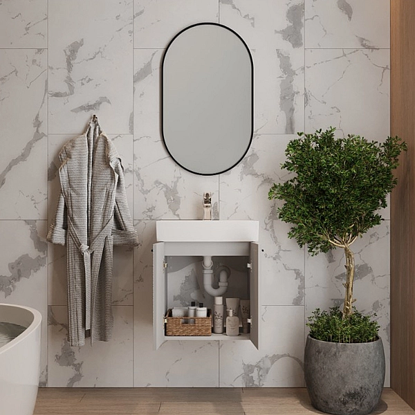 484050G Flow Тумба 50 з умивальником та ручками, сірий матовий (1 сорт) - Фото - 9