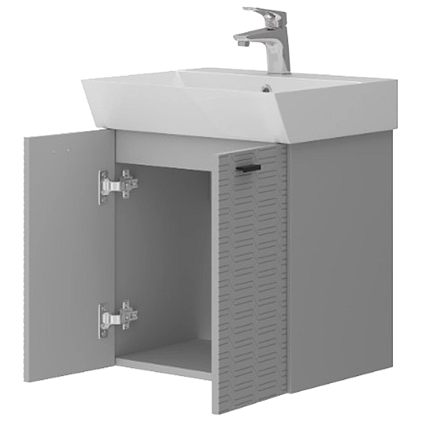 484050G Flow Тумба 50 з умивальником та ручками, сірий матовий (1 сорт) - Фото - 3