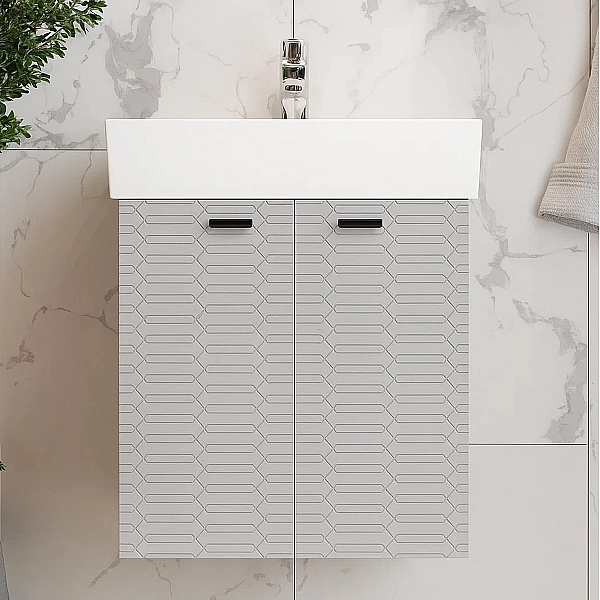 484050G Flow Тумба 50 з умивальником та ручками, сірий матовий (1 сорт)