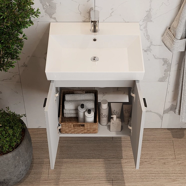 484050G Flow Тумба 50 з умивальником та ручками, сірий матовий (1 сорт) - Фото - 10