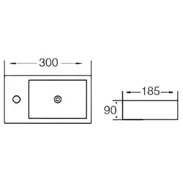 180300R Linea Раковина підвісна/меблева 300х180 см, 1 отвір під змішувач справа, білий глянець (1 сорт) - Фото - 2