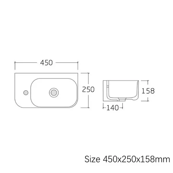 450250L Do It Раковина на стільницю 450х250 см, 1 отвір під змішувач зліва, білий глянець (1 сорт) - Фото - 2
