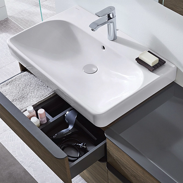 500.251.01.1 Smyle Square Раковина 90см, з 1 отв.під зміш., з переливом, колір білий глянець (1 сорт) - Фото - 3